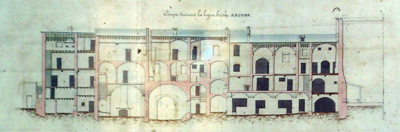 Le Pavillon de l'entrée et le Pavillon des Nobles Douze, dessins de 1822